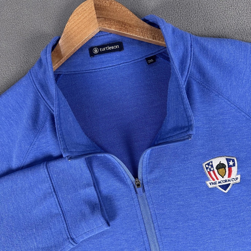 Turtleson Quarter Zip Mens 2XL Blue Terry Acorn Cup Wynn Performance Golf